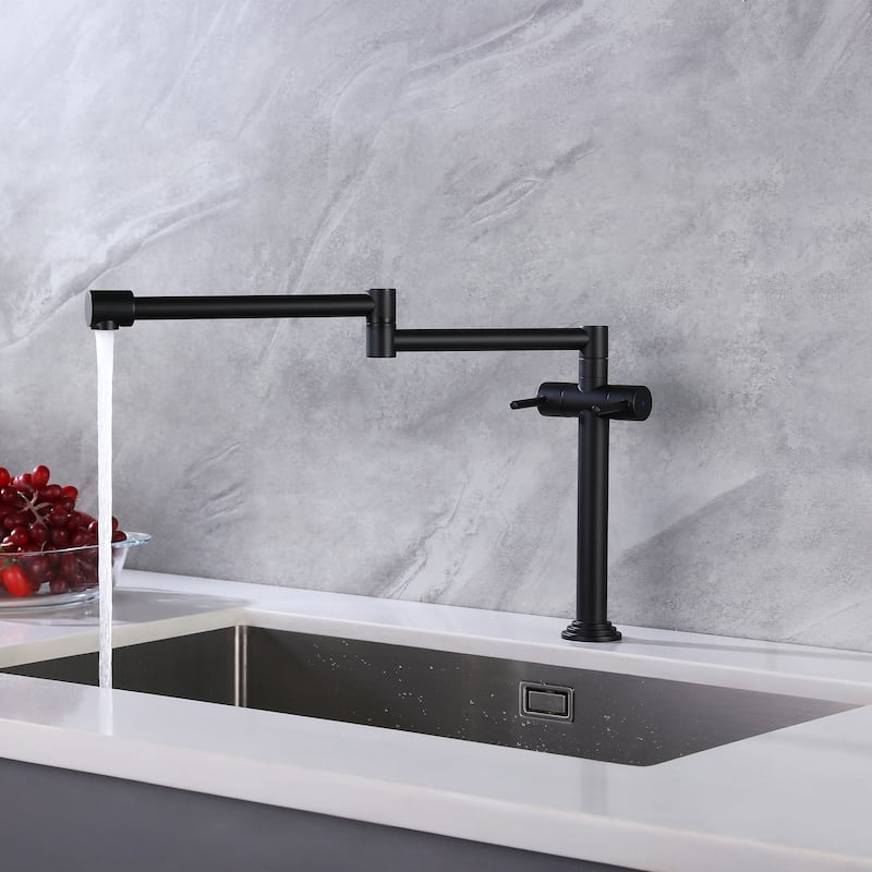 Modern Two Handle Solid Brass Folding Stretchable Pot Filler Faucet