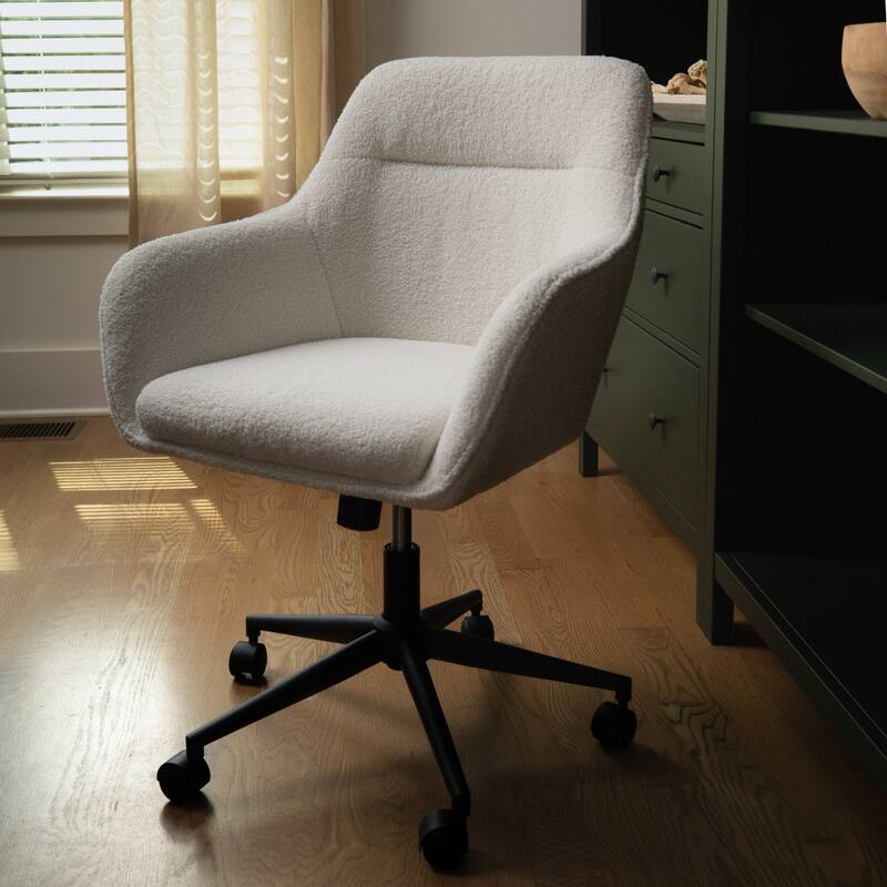 Martha Stewart Rayna Upholstered Swivel Office Chair with Metal Frame