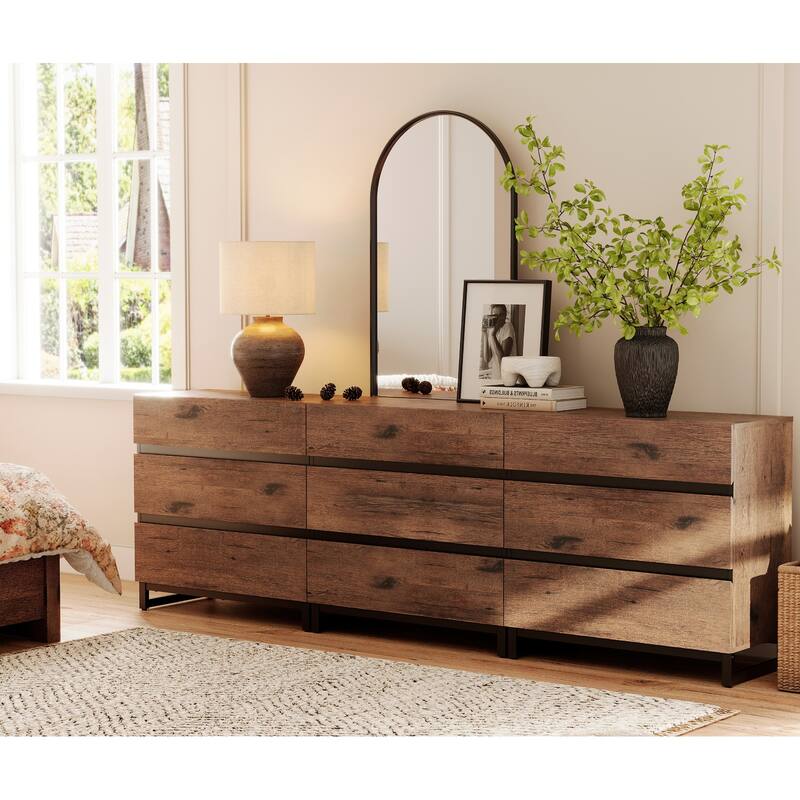 WAMPAT Modern Drawer Dresser, Wooden Chest with Metal Base, Versatile Storage and Closet Organizer for Bedroom, Living Room