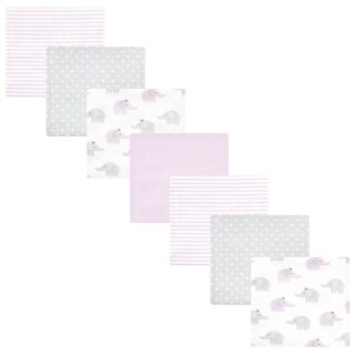 Hudson Baby Infant Girl Cotton Rich Flannel Receiving Blankets Bundle, Lilac Elephants, One Size - Lilac Elephants - One Size
