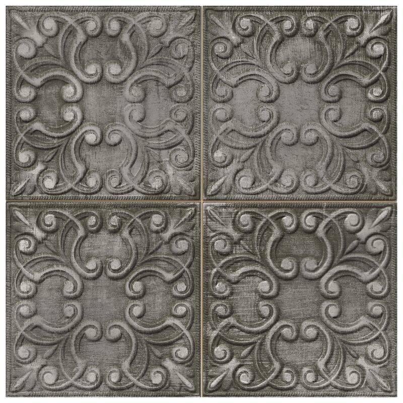 Merola Tile Victorian Tin Iron 17-3/8" x 17-3/8" Porcelain Wall Tile