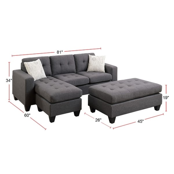 Tufting Sectional Sofa with Ottoman Overstock 33799120