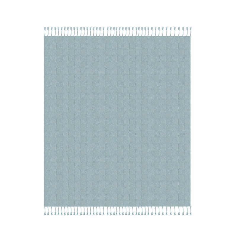 50" X 60" Blue Woven Cotton Throw Blanket with Fringe