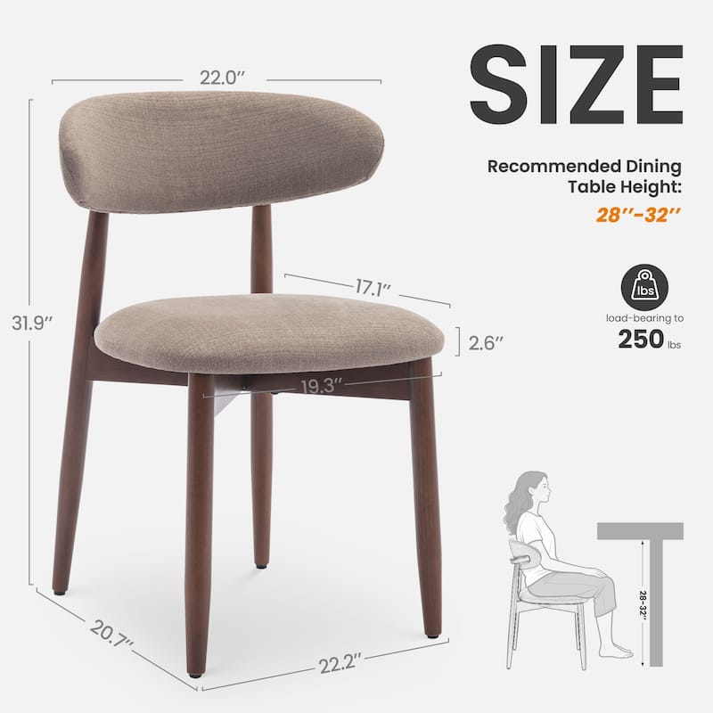 RENEWLINE Mid-Century Modern Upholstered Dining Chair with Wooden Legs