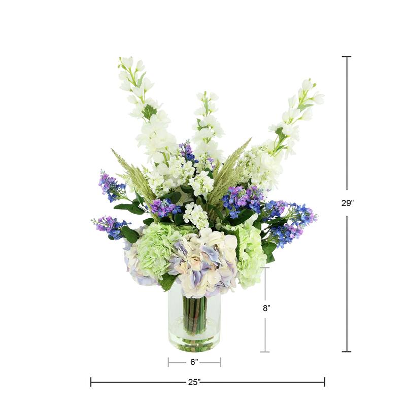 Hydrangea, Lilac and Delphinium Arrangement - 29