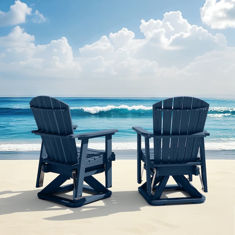 Set of 2 HDPE Adirondack Swivel Gliders, Outdoor Patio Chair Set