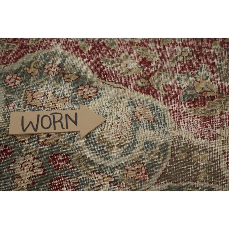 Hand Knotted Oriental 100% Wool Carpet Traditional Floral Red Tabriz Area Rug - 11' 10'' X 8' 8''