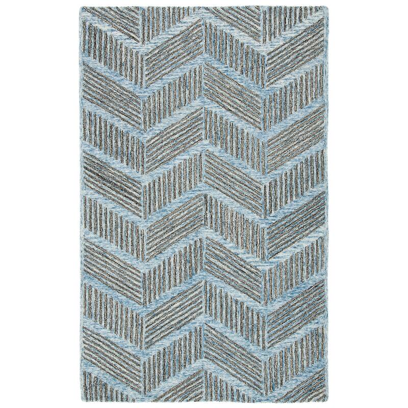 SAFAVIEH Handmade Metro Maysam Chevron Wool Rug - 6' Square - Blue/Black