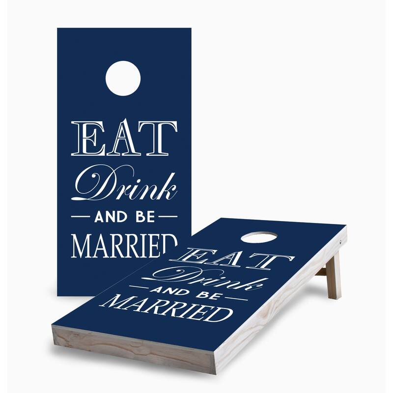 Eat, Drink, and Be Married Corn Hole Board Set with Carry Case - 16 Years and Up