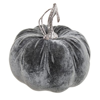 Gray Velvet Pumpkin 6.5"