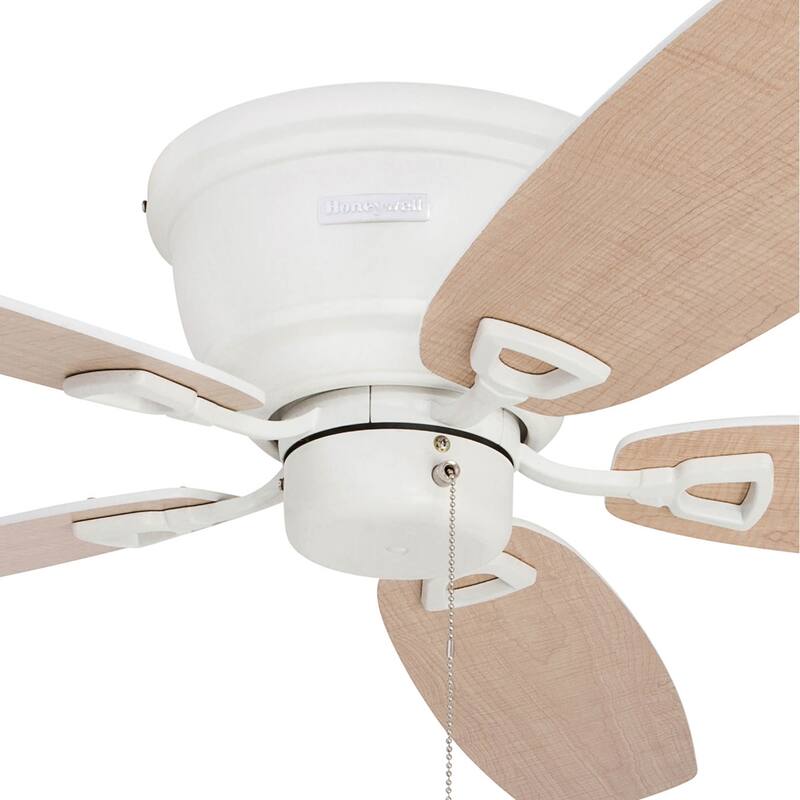 52" Honeywell Glen Alden White Indoor Ceiling Fan, No Light, with Pull Chain