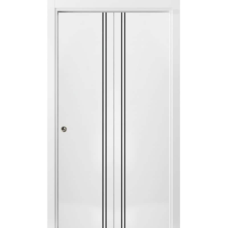 Slab Barn Door Panel 28 x 80 Planum 0016 White Silk with Sturdy Finished - 36" x 80" ( 2* 18x80)