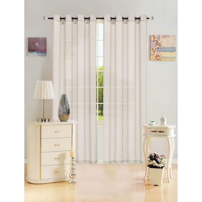 Leah Solid Sheer Curtain Single Panel, Grommet Top, Light Filtering 55"x84" - 55x84
