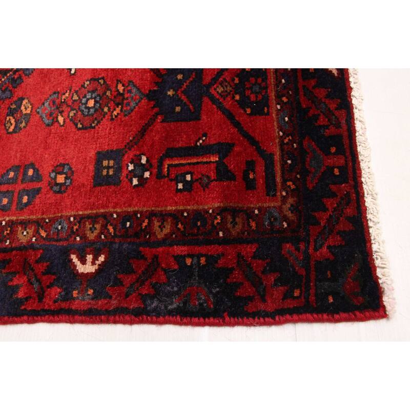 ECARPETGALLERY Hand-knotted Andelz Navy, Red Wool Rug - 4'4 x 7'4