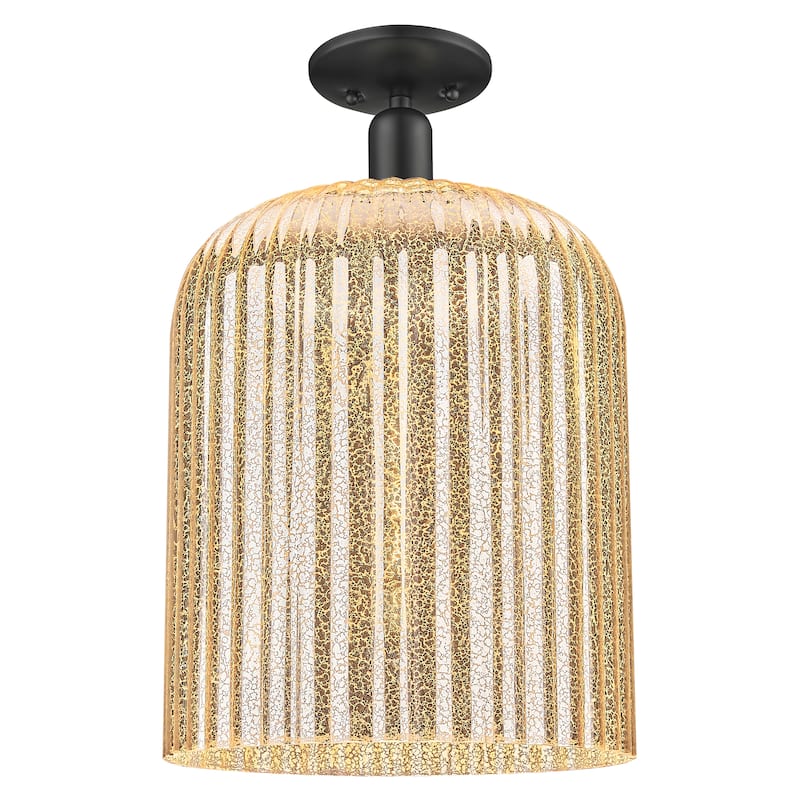 Innovations Lighting Downtown Urban - Bridal Veil - 1 Light 12" Semi-Flush Mount Light - Mercury Shade/Matte Black