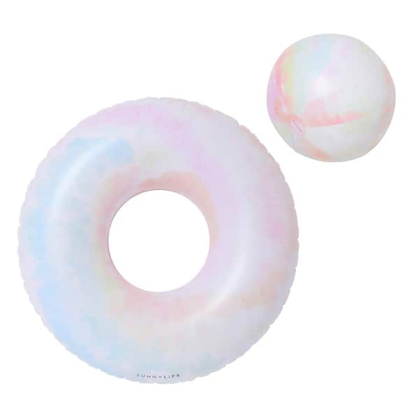 slide 2 of 5, Sunnylife: Inflatable Tube Pool Ring & Ball Set - Tie Dye - Tie Dye