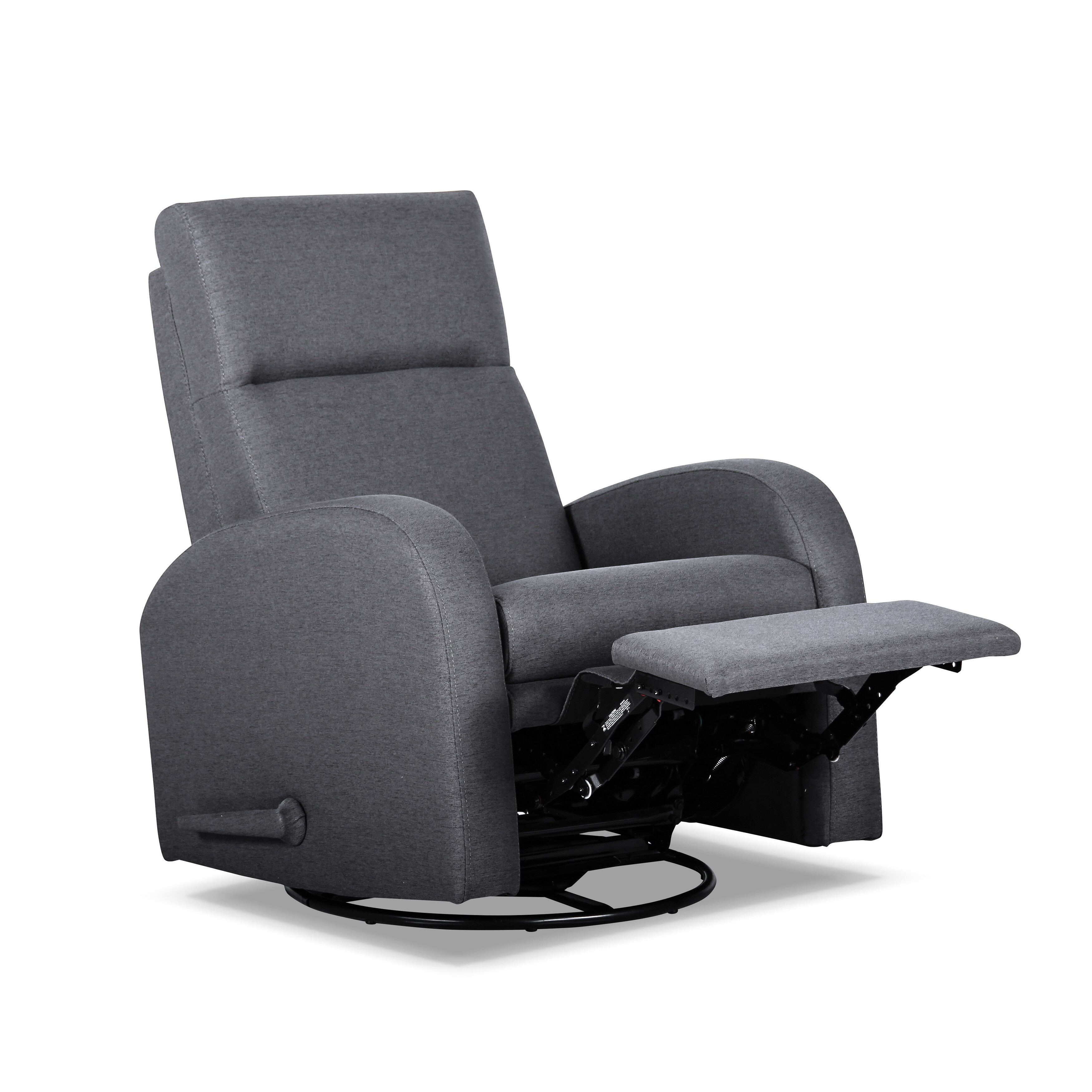 Swivel Glider Manual Recliner Home Theater Seating w Handle Smoke