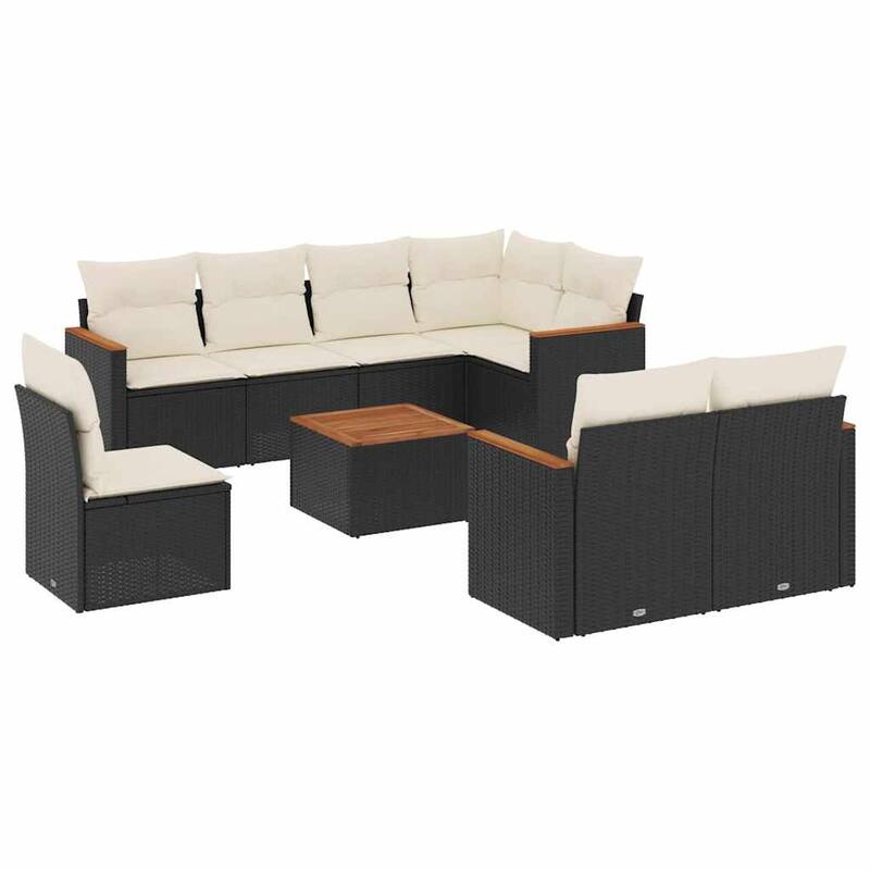 vidaXL Patio Sofa Set with Cushions Outdoor Conversation Furniture Poly Rattan