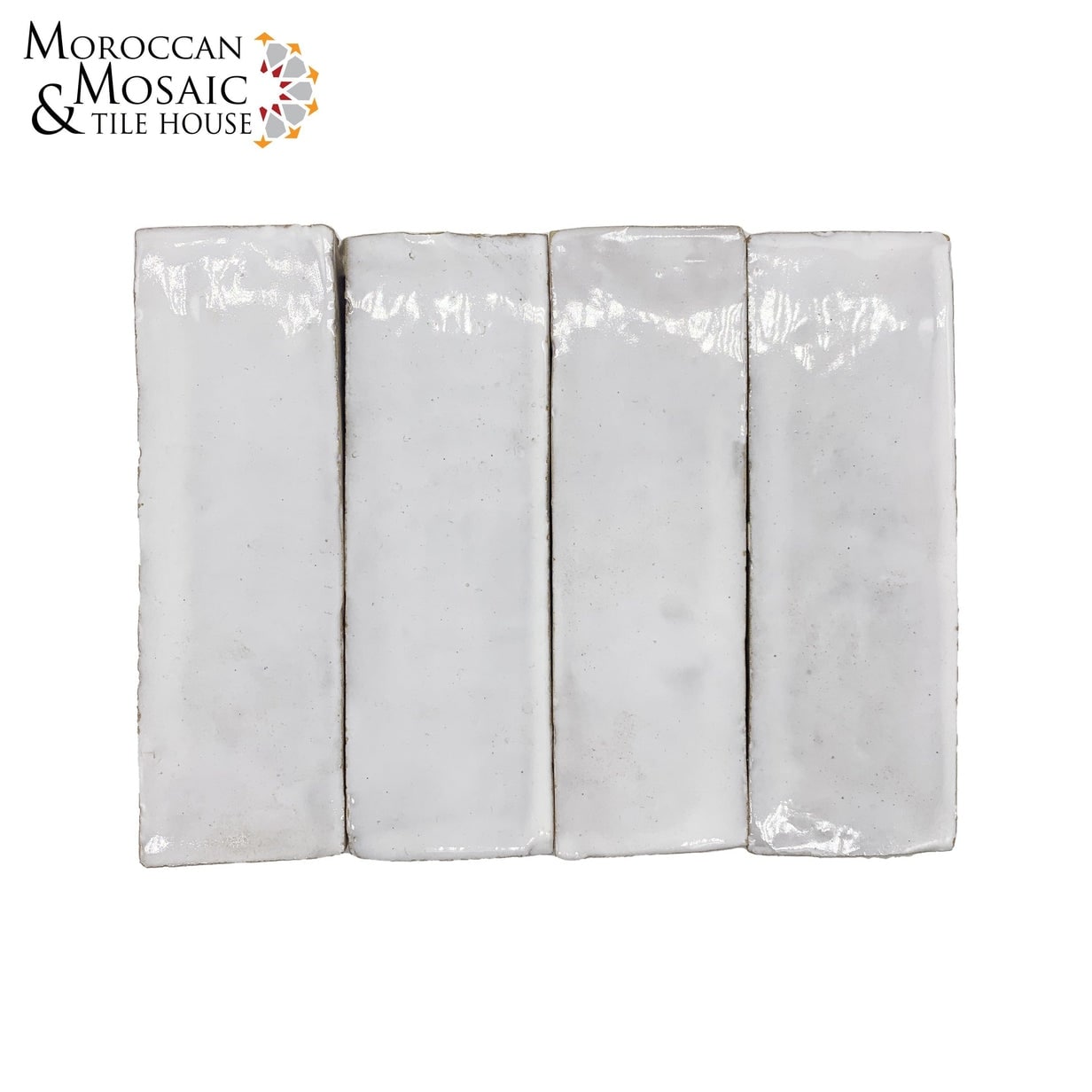 Moroccan Handmade 2x6 Solid Color Zellige Tile White - Overstock