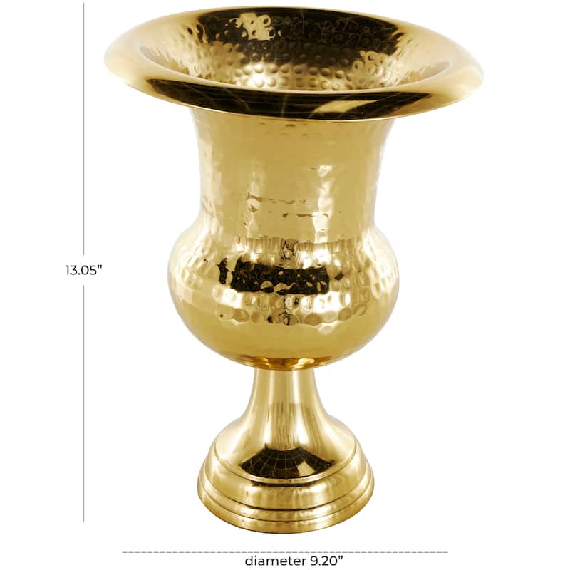 Gold or Silver Aluminum Metal Goblet Inspired Hammered Vase