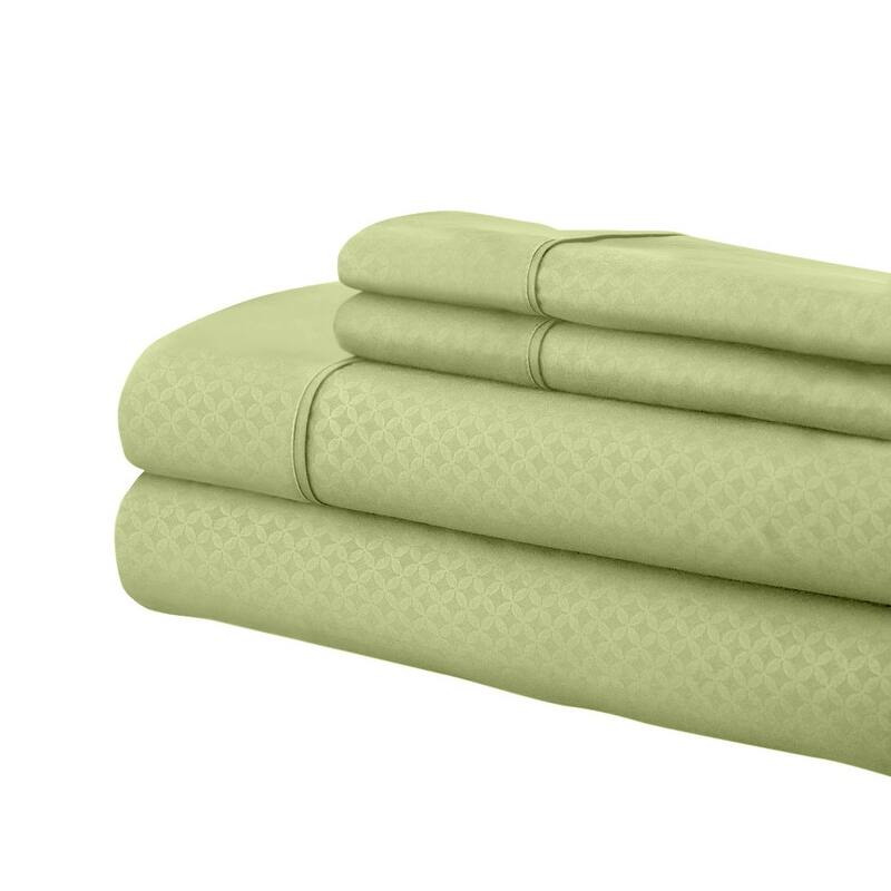 Home Sweet Home Dream Greek Key Embossed Bed Sheet Set - Sage - Twin XL