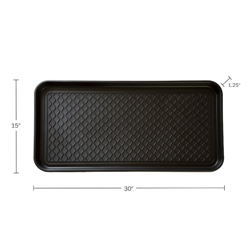 Large All-Weather Indoor/Outdoor Boot Tray - Weather-Resistant Plastic Shoe Mat with Raised Edge by Stalwart (Black)