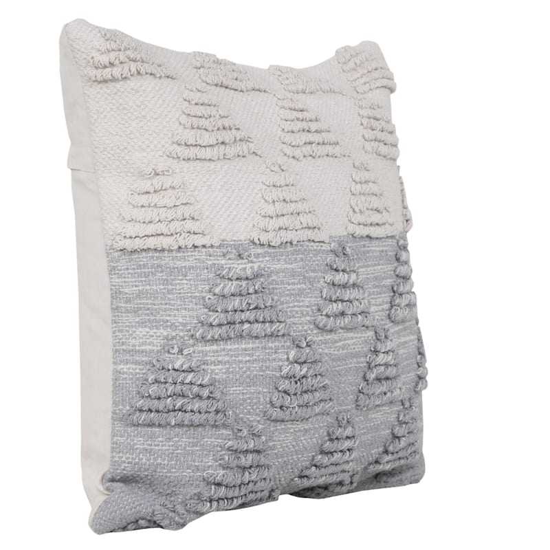 HomeRoots 20" X 20" Heathered Gray And Off-White 100% Cotton Geometric Zippered Pillow