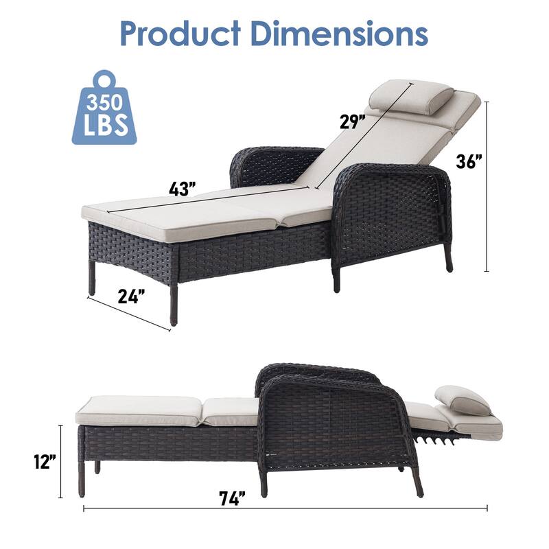 Patio Chaise Lounge Chairs Set of 2 Lounge Chairs