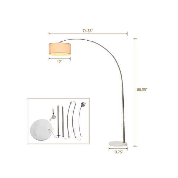 Defong Modern 88 Inch StandUp Arch Floor Lamp with Real Marble Base