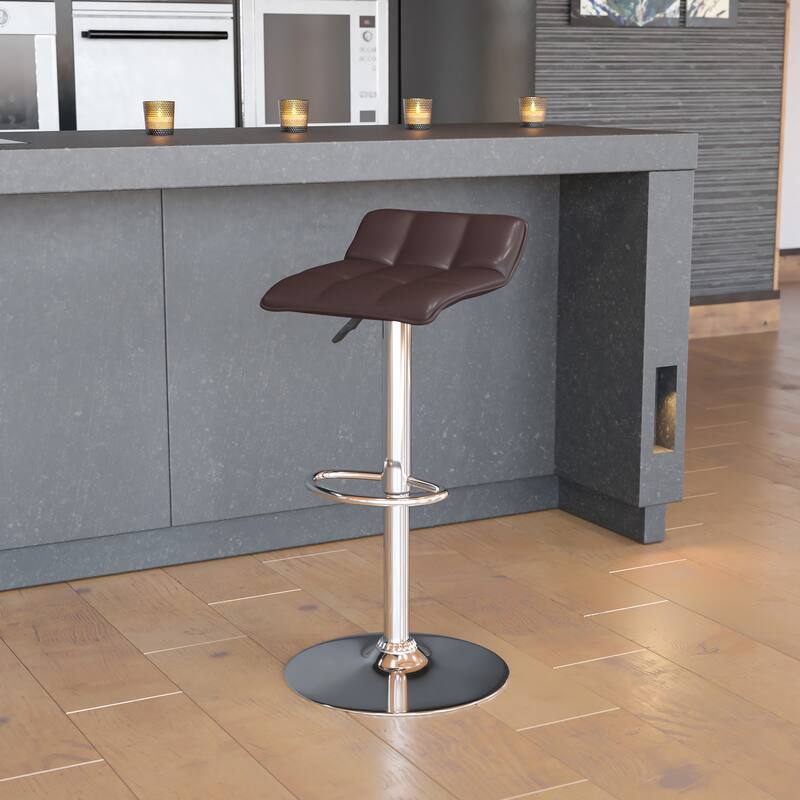 Contemporary Vinyl Adjustable Height Bar Stool - 34.5 to 43"