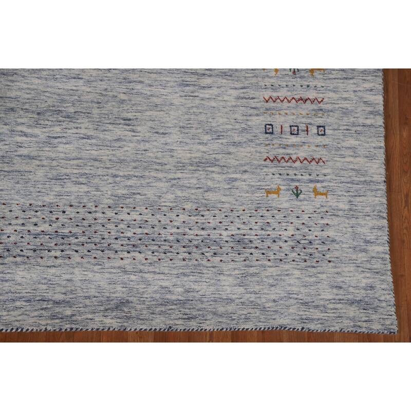 Gabbeh Beige Indian Area Rug Hand-Knotted Wool Carpet - 9'1"x 11'10"