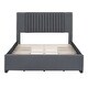 preview thumbnail 12 of 16, Full Size Upholstered Platform Bed With Classic Headboard And 4 Drawers, Linen Fabric