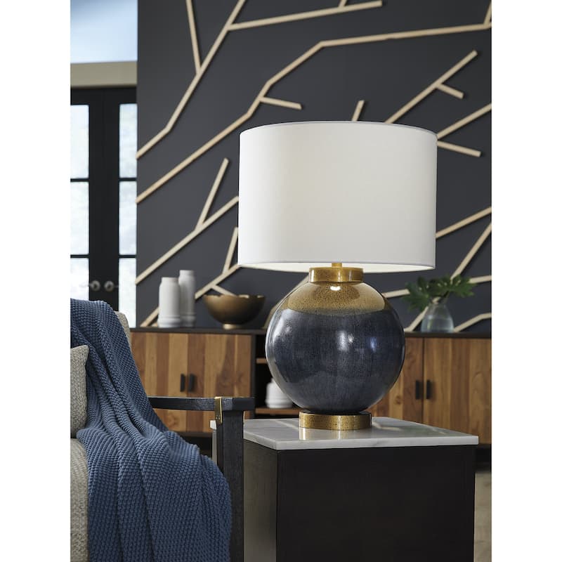 Signature Design by Ashley Adara Blue/Gold Table Lamp - 18" W x 18" D x 28" H