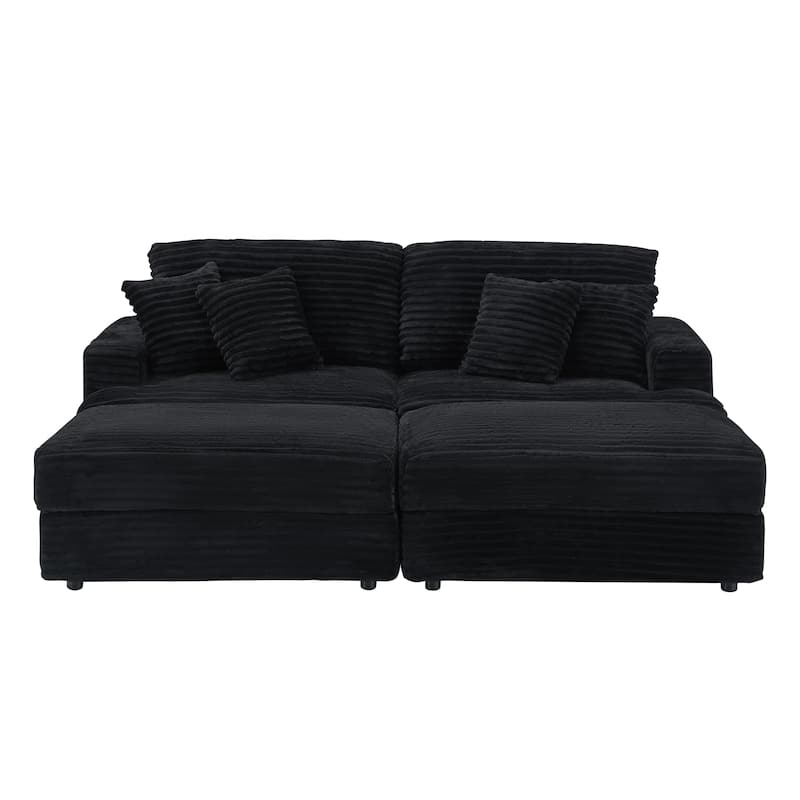 41.34-inch Elegant Black Corduroy Sofa for Single Seating - Multi-Color