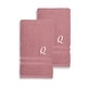 preview thumbnail 17 of 27, Authentic Hotel and Spa Omni Turkish Cotton Terry Set of 2 Tea Rose Hand Towels with White Script Monogrammed Initial Pink/Q