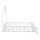 preview thumbnail 7 of 10, Full Size House Kids Bed with Guardrail - Sturdy Pine Wood Frame, White