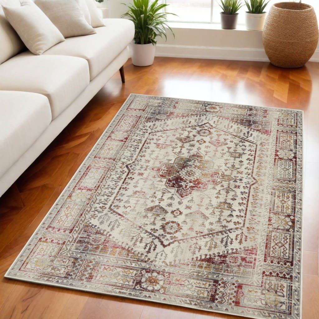 HomeRootsFloral Transitional Rectangle Area Rug - 94' X '63' X '0.5