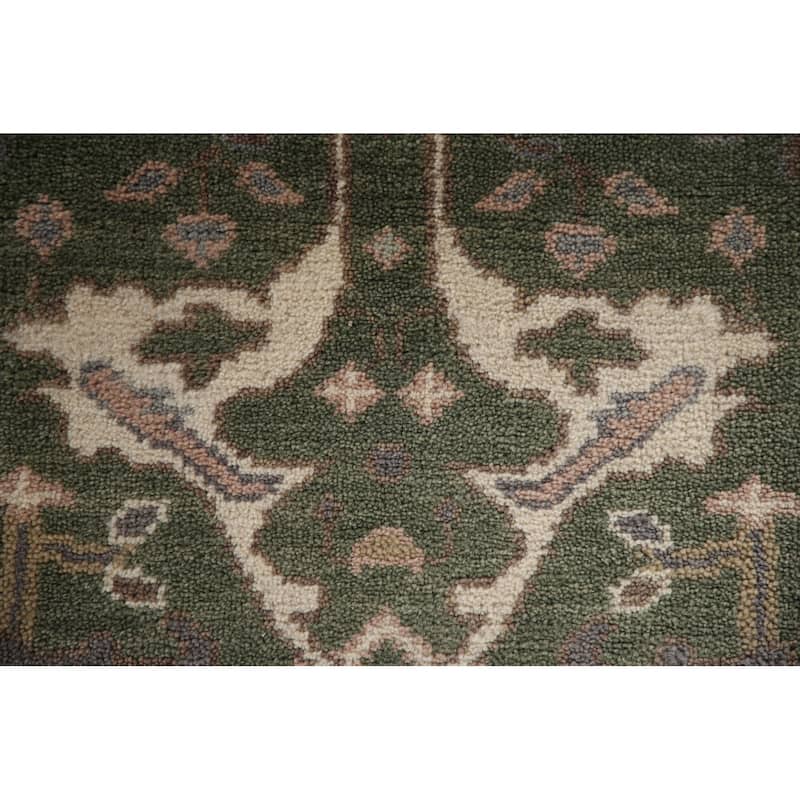 Green Oushak Style Runner Rug Hand-knotted Wool Carpet - 2'7"x 10'0"