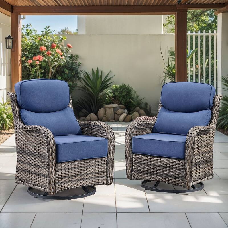 Arcadia Wicker Patio Swivel Glider Chairs with 6-Inch Cushions (2-Pack)