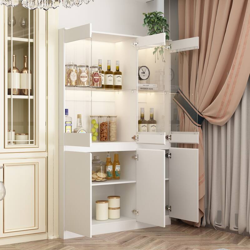Large 3-LED Light Cabinets,Display Cabinet with Tempered Glass doors - 47.2"W x 70.9"H