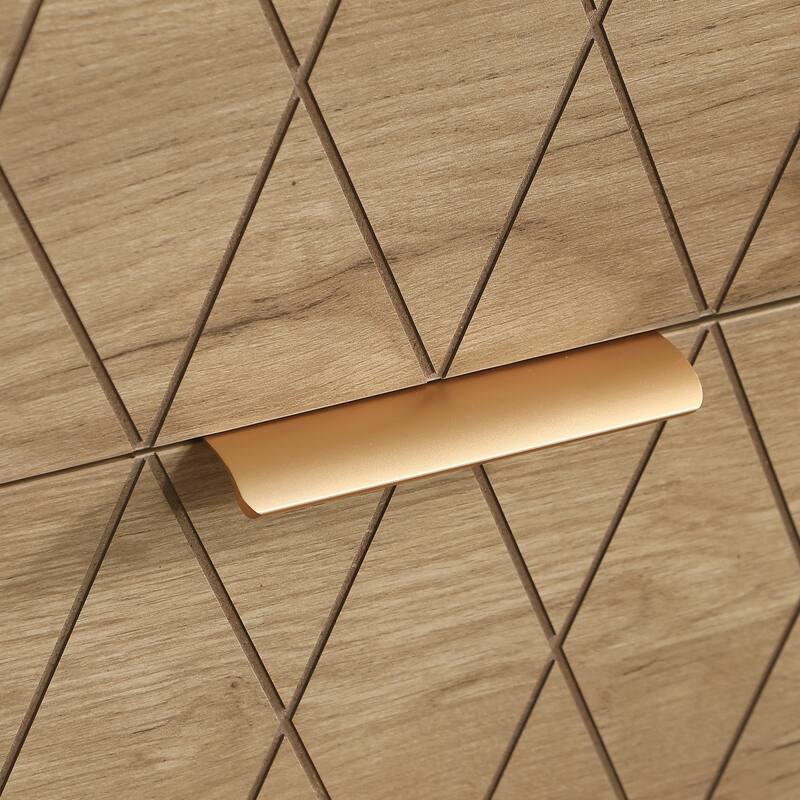 Nightstand with 3 Drawers, Mid-Century Modern End Table,Gold Metal Feet, Gold Metal Handles