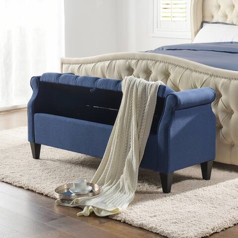 Copper Grove Amalfi Tufted Storage Bench with Rolled Arms