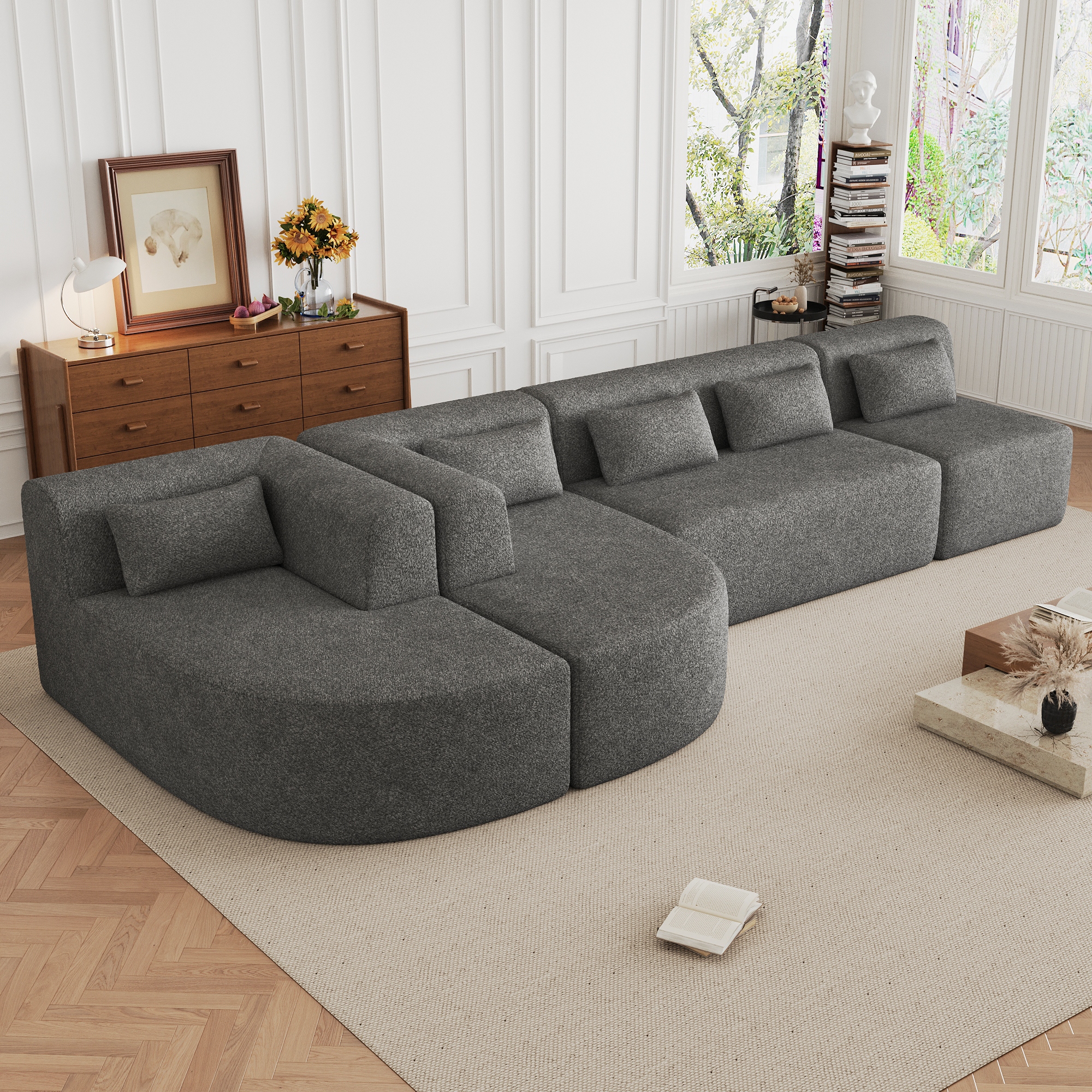 Curved sectional sleeper sofa discount