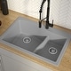 preview thumbnail 22 of 38, KRAUS Quarza Granite 33 inch 60/40 Undermount Drop-in Kitchen Sink