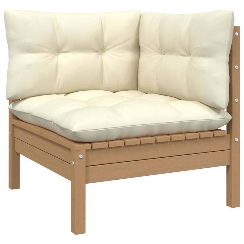vidaXL Solid Pinewood Patio Lounge Set 12 Piece with Cushions Multi Colors