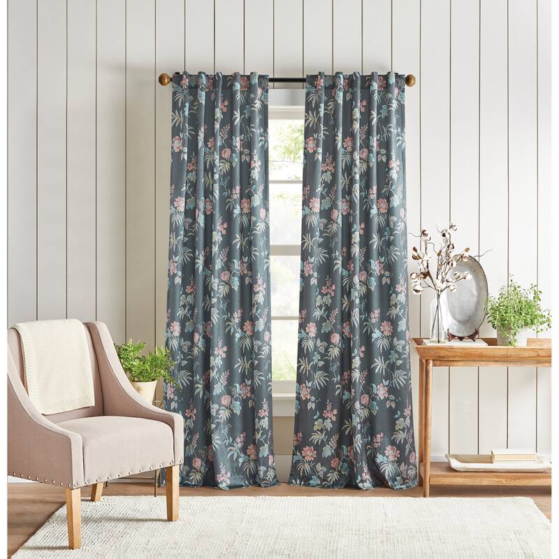 Martha Stewart Ms. Norah Backtab Curtain Panel Pair - 84-in - Charcoal