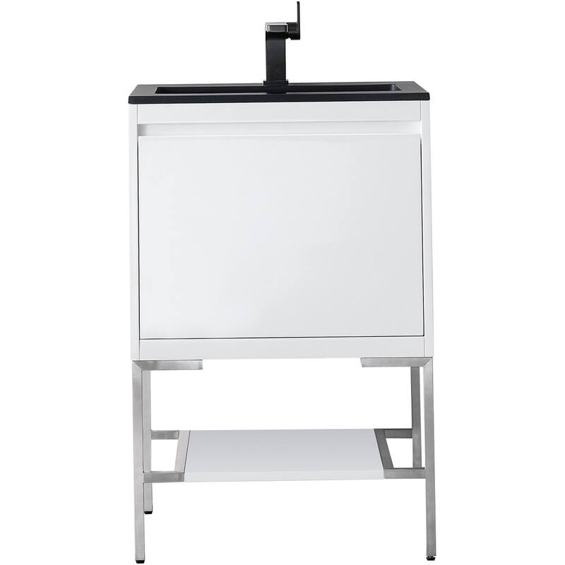 James Martin Vanities 805-V23.6-BN-CH Mantova 24" Single Basin Poplar - Glossy White - Painted