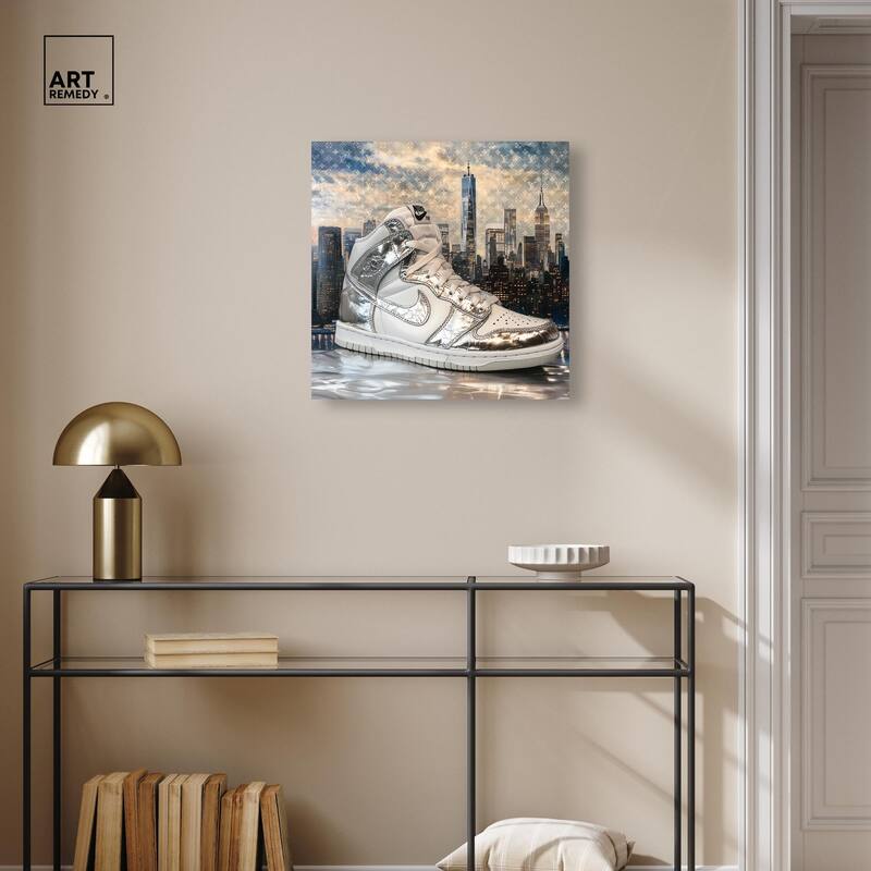 NYC Metallic Sneaker Canvas by Art Remedy, Gallery Wrapped