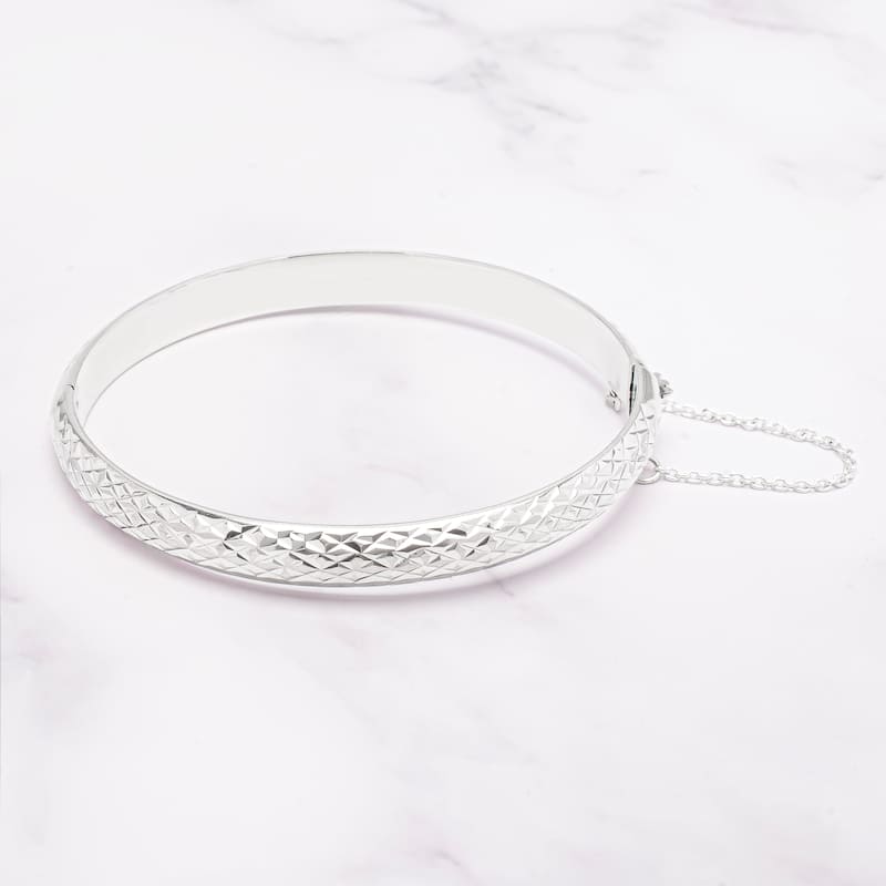 Victoria Townsend .925 Sterling Silver Crystal Cut Bangle Bracelet
