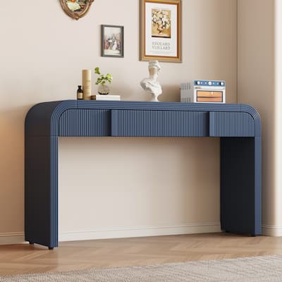Modern Console Table with 2 Storage Drawers(Navy Blue)